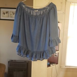 Jean off the shoulder shirt
